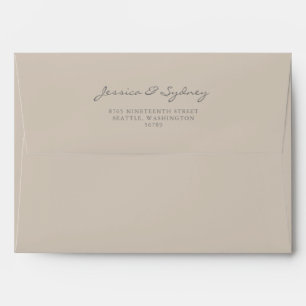 Enveloppe Mini-Beige Taupe Script Adresse de retour