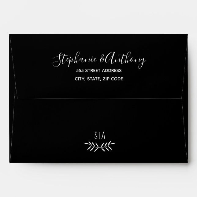 Enveloppe Mini Black and White Branch Calligraphy (Dos (Haut rabat))