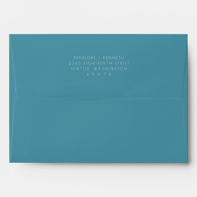 Enveloppe Mini-moderne Vintage Mariage Turquoise (Dos (Haut rabat))