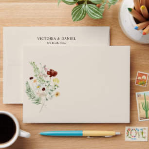 Enveloppe miniature Boho Fleur sauvage 5x7 moderne