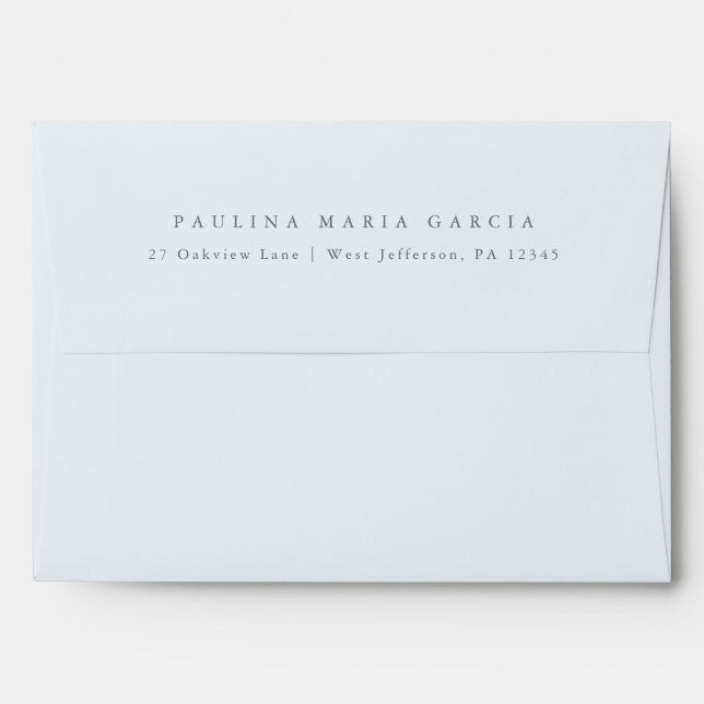 Enveloppe Minimal Blue Grey Adresse de retour Quinceanera (Dos (Haut rabat))