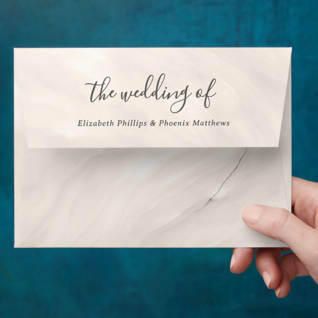 Enveloppe Minimal Champagne Pearl Bow 5x7 Wedding Invitation (Hand)