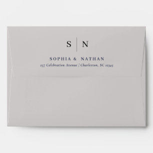 Enveloppe Minimal et chic Gris doux et Mariage noir