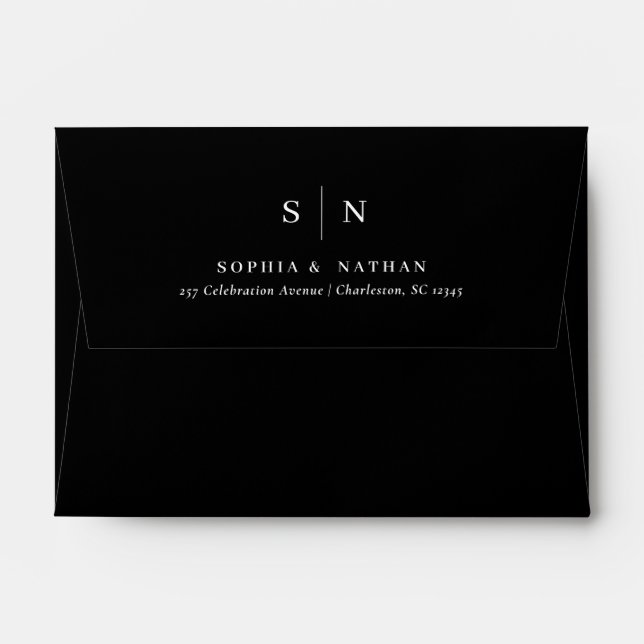 Enveloppe Minimal et chic | Mariage BUDGET du monogramme noi (Dos (Haut rabat))