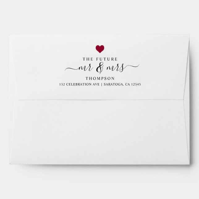 Enveloppe Minimal The Future M. et Mme Mariage de Red Heart (Dos (Haut rabat))