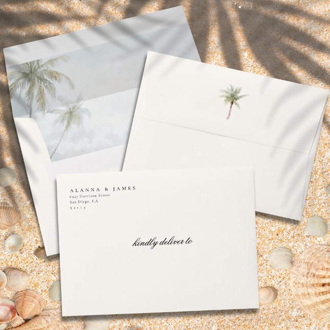 Enveloppe Minimal Tropical Palm Return Address (Créateur téléchargé)