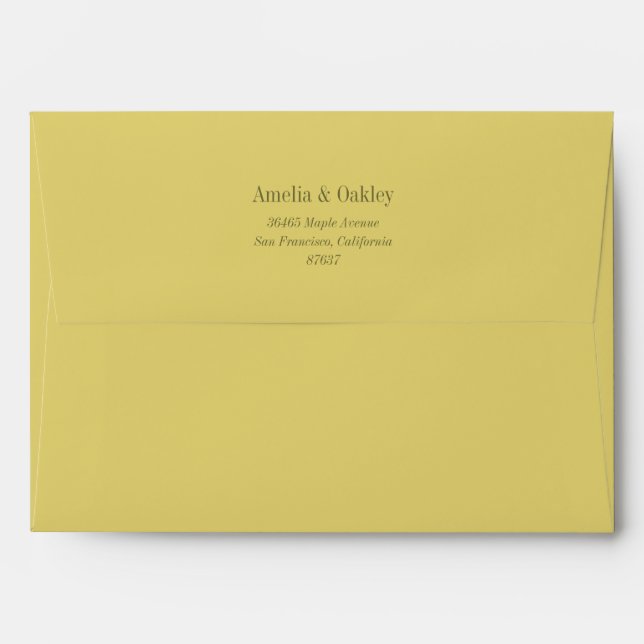 Enveloppe Minimal Yellow Elegant Wedding Return Address (Dos (Haut rabat))