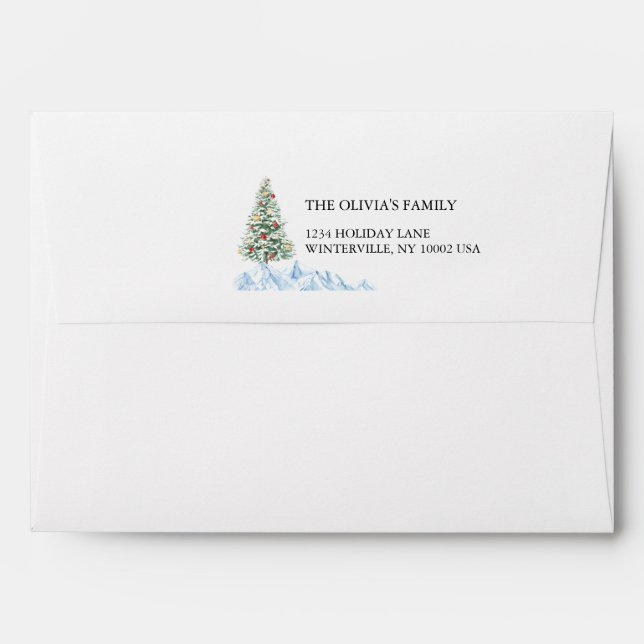 Enveloppe minimale élégante d'invitation de Noël (Dos (Haut rabat))