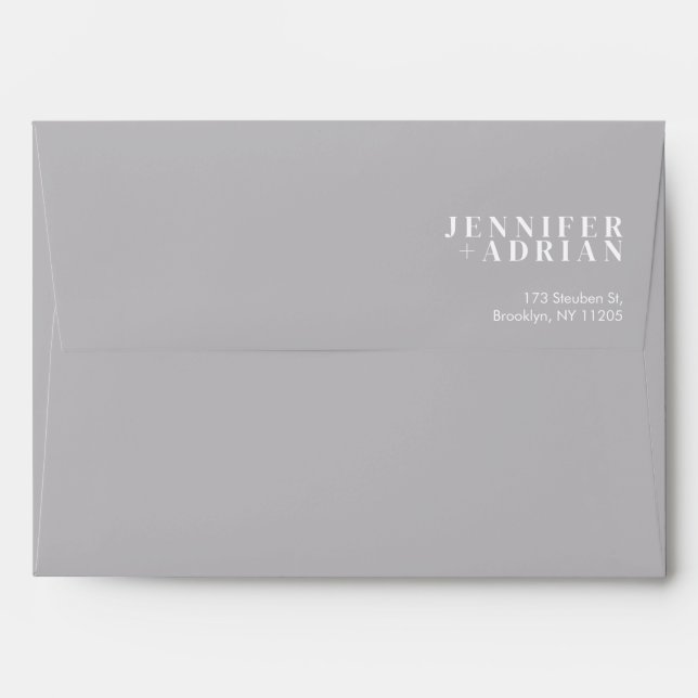 Enveloppe minimale en Mariage gris moyen (Dos (Haut rabat))