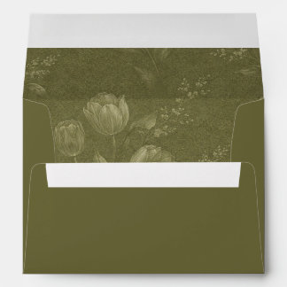 Enveloppe Minimalist Sage Green Wedding Envelope with Liner