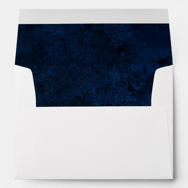 Enveloppe minimaliste bleu marine moderne simple (Dos (Bas))