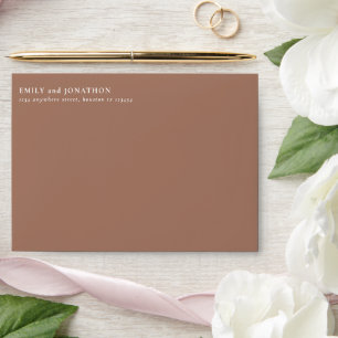 Enveloppe Minimaliste Brown Nom de retour d'adresse Mariage