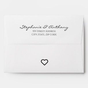 Enveloppe Minimaliste Coeur noir et blanc Mariage moderne