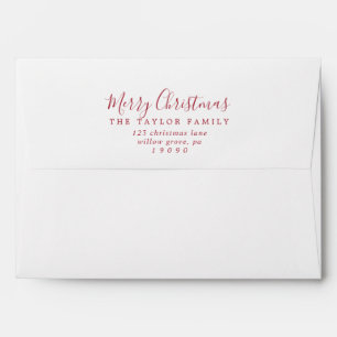 Enveloppe minimaliste de la carte rouge de Noël