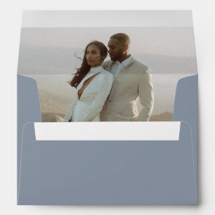 Enveloppe Minimaliste Dusty Blue Photo Mariage moderne