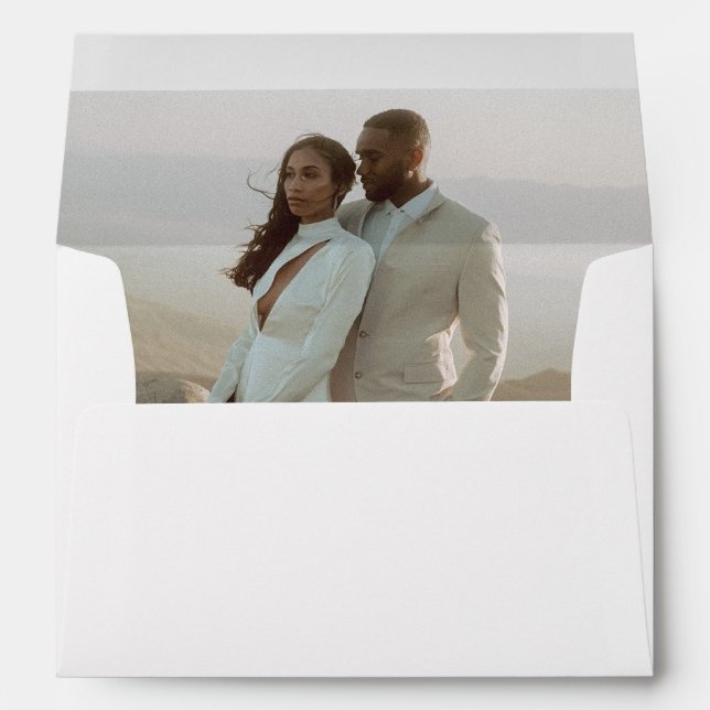 Enveloppe Minimaliste Gold Photo Mariage moderne (Dos (Bas))