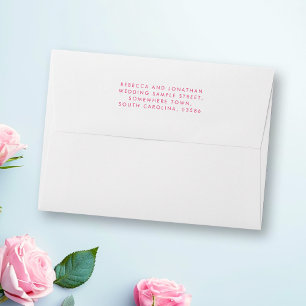 Enveloppe minimaliste moderne Mariage rose blanc