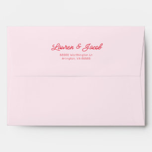 Enveloppe minimaliste moderne rose et Mariage rouge