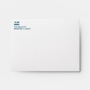 Enveloppe Minimaliste Monogramme Gras Typographie Bleu Nuit