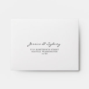 Enveloppe Minimaliste Noir et Blanc Script RSVP Adresse