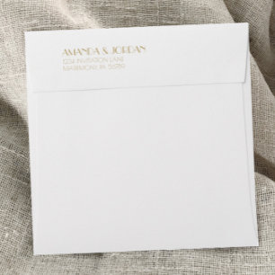 Enveloppe minimaliste or moderne Art déco Mariage Carré