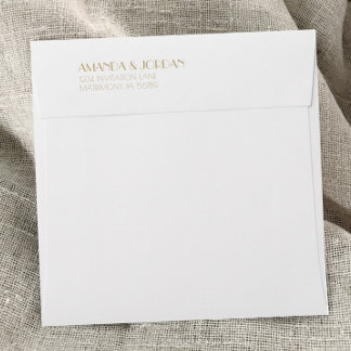 Enveloppe minimaliste or moderne Art déco Mariage Carré