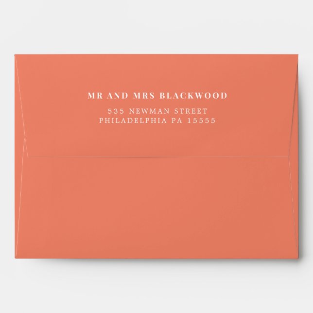 Enveloppe Minuscule Corail clair Peach Pink Adresse de retou (Dos (Haut rabat))