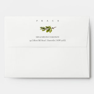 Enveloppe Minuscule épaisse branche de pin doux Noël Paix