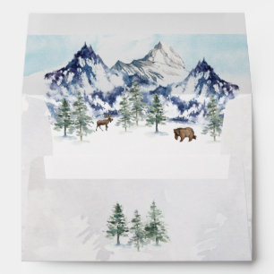 Enveloppe Misty Mountain Winter Forest Adresse de retour