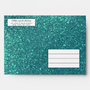 Enveloppe Mitter Chic Elegant Teal Blue Sparkly