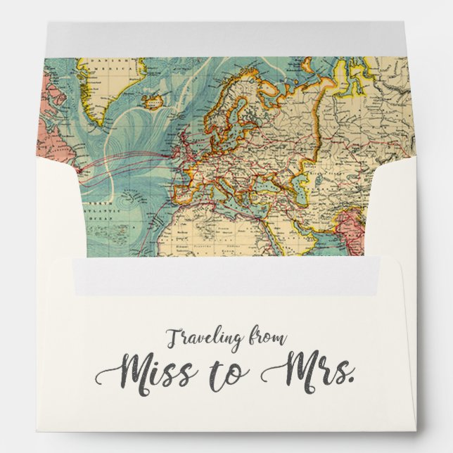 Enveloppe Mlle à Mme Travel Fête des mariées Envelope World (Dos (Bas))