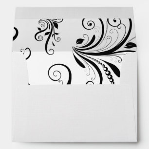 Enveloppe Modèle Damask, Damask français, noir et blanc