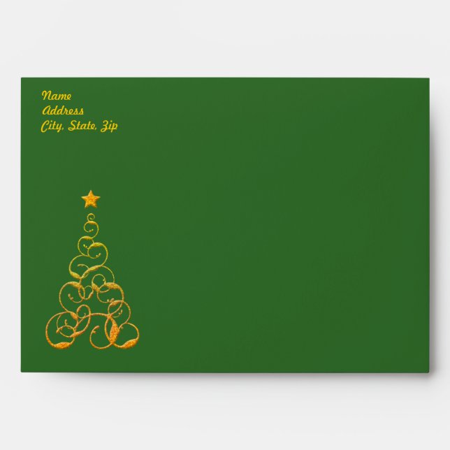 Enveloppe Modèle d'enveloppe Gold Christmas Tree (Devant)