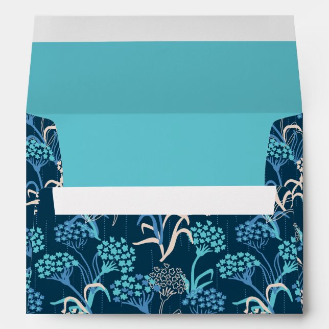 Enveloppe Modèle Floral Hydrangea stylisé - Bleu élégant (Dos (Bas))
