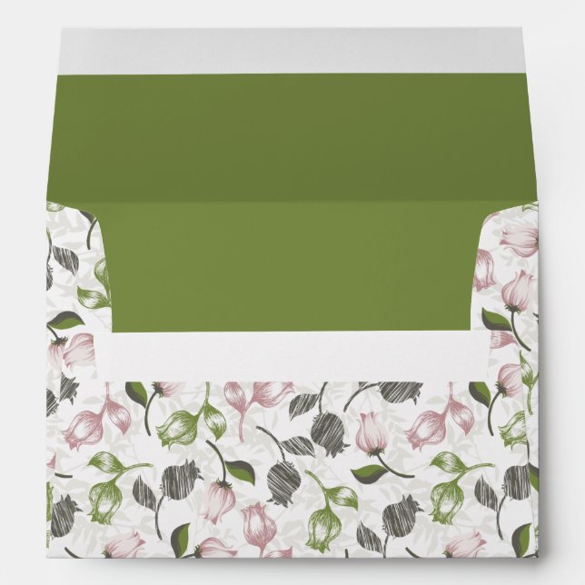 Enveloppe Modèle floral Tulip de printemps romantique blanc  (Dos (Bas))