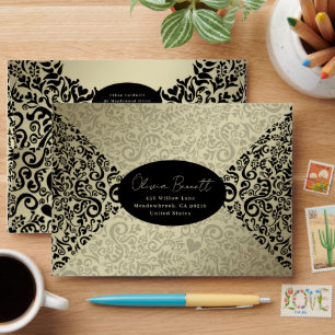 Enveloppe Modèle or Elegant sombre Damask