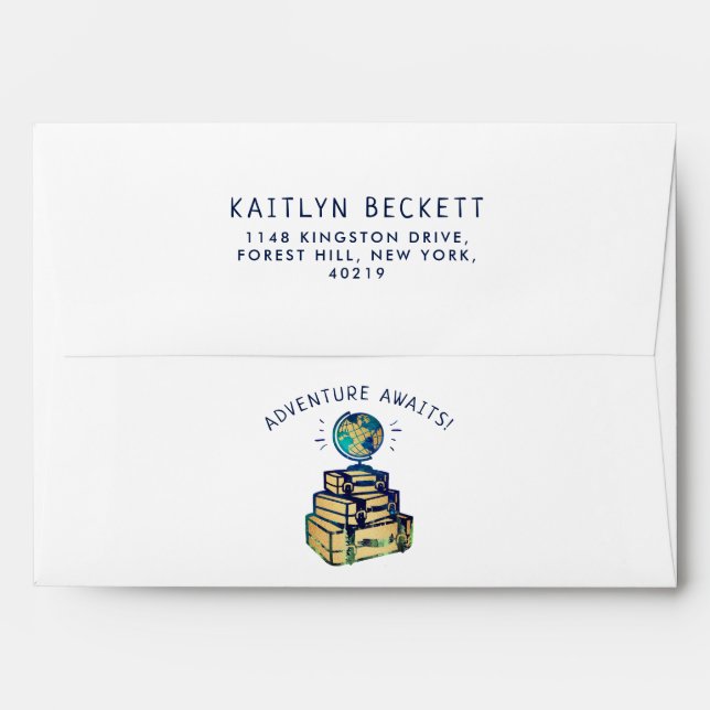 Enveloppe Modern Adventure Travel Baby shower (Dos (Haut rabat))
