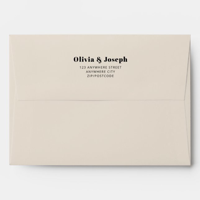 Enveloppe Modern Almond 5 X 7 Adresse de retour Invitation (Dos (Haut rabat))