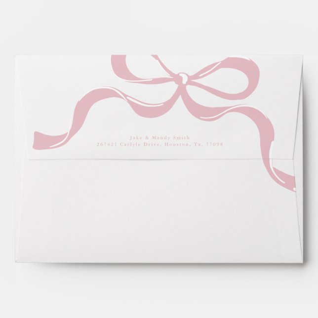 Enveloppe Modern Big pink Bow Baby Announcement (Dos (Haut rabat))