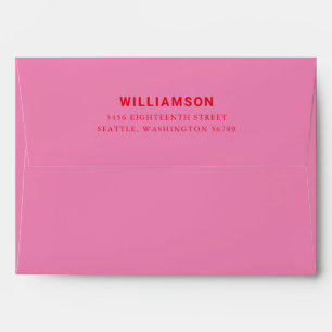 Enveloppe Modern Bold Bright Pink Red Adresse de retour
