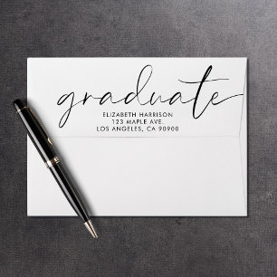 Enveloppe Modern Chic Script Graduation Adresse de retour