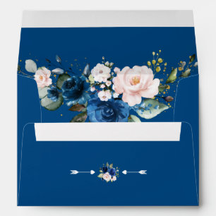 Enveloppe Modern Classic Blue Rose Fleurs Adresse de retour