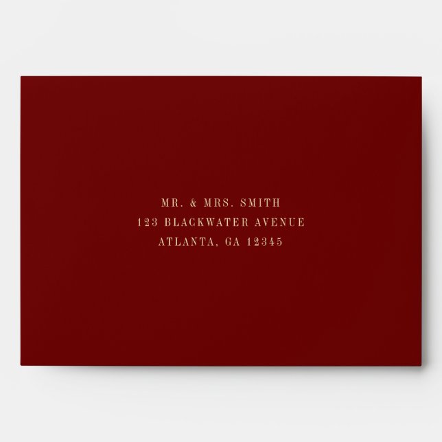 Enveloppe Modern Classic Wine Red Wedding (Devant)