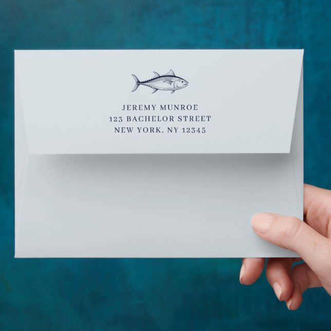 Enveloppe Modern Dusty Blue Nautical Adresse de retour (Hand)