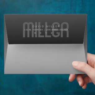 Enveloppe Modern Fading Black & Grey Ombre Adresse de retour