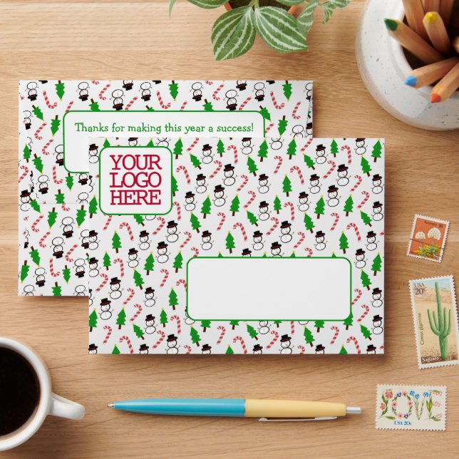 Enveloppe Modern Festive Christmas Pattern Logo | Gift Card (Desk)
