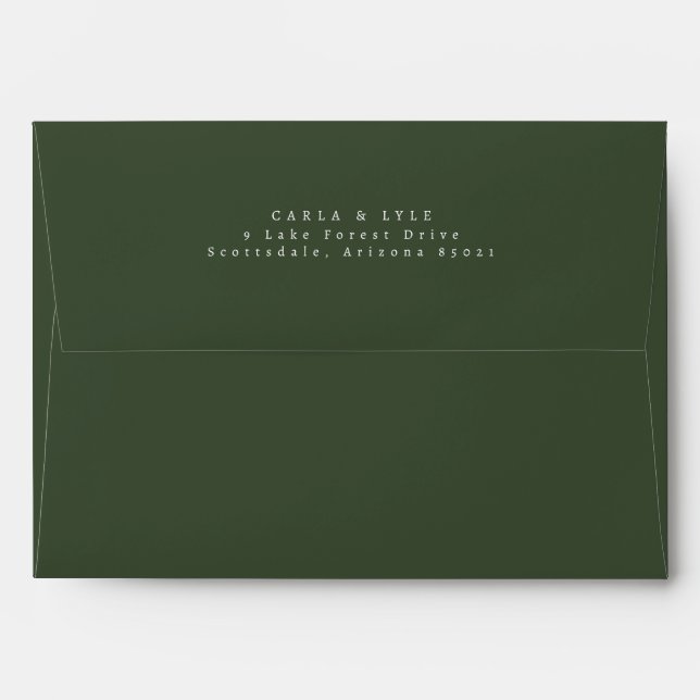 Enveloppe Modern Forest Green Mariage Adresse de retour (Dos (Haut rabat))
