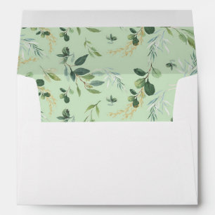 Enveloppe Modern Green Gold Baby Elephant Adresse de retour
