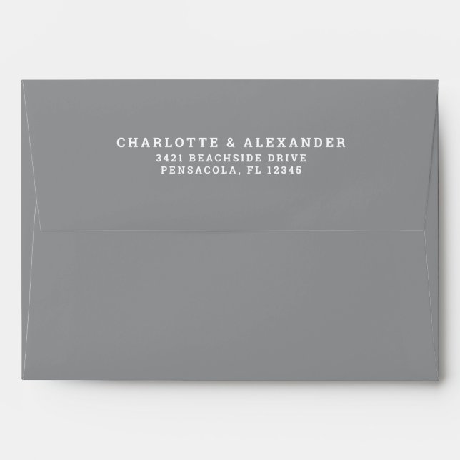 Enveloppe Modern Grey Mariage Couple Retour Adresse Motif (Dos (Haut rabat))