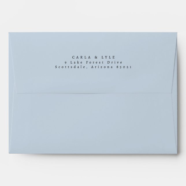 Enveloppe Modern Light Blue Stream Mariage Adresse de retour (Dos (Haut rabat))